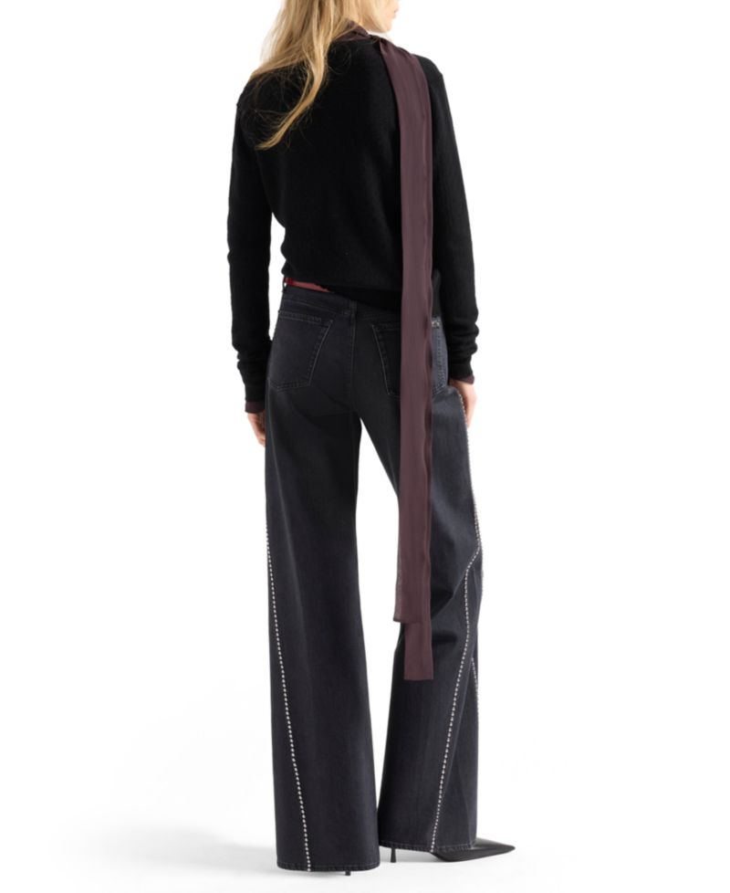 Women's Lotta High-Waisted Wide-Leg Studded Jeans