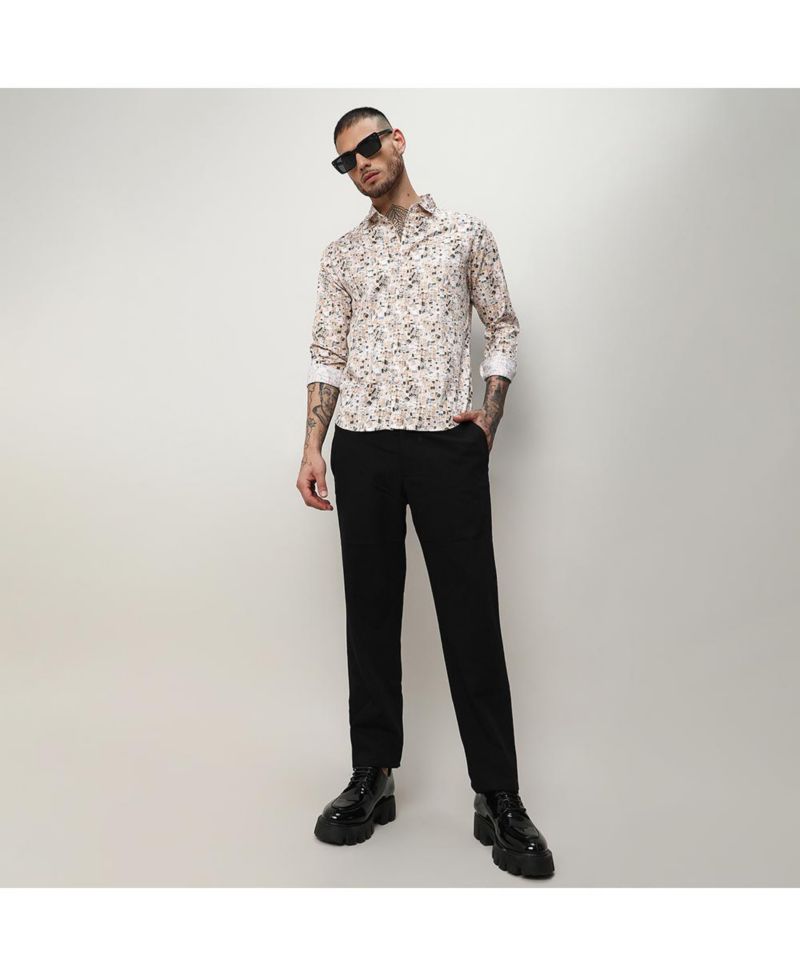 Men's Abstract Print Button Up Shirt