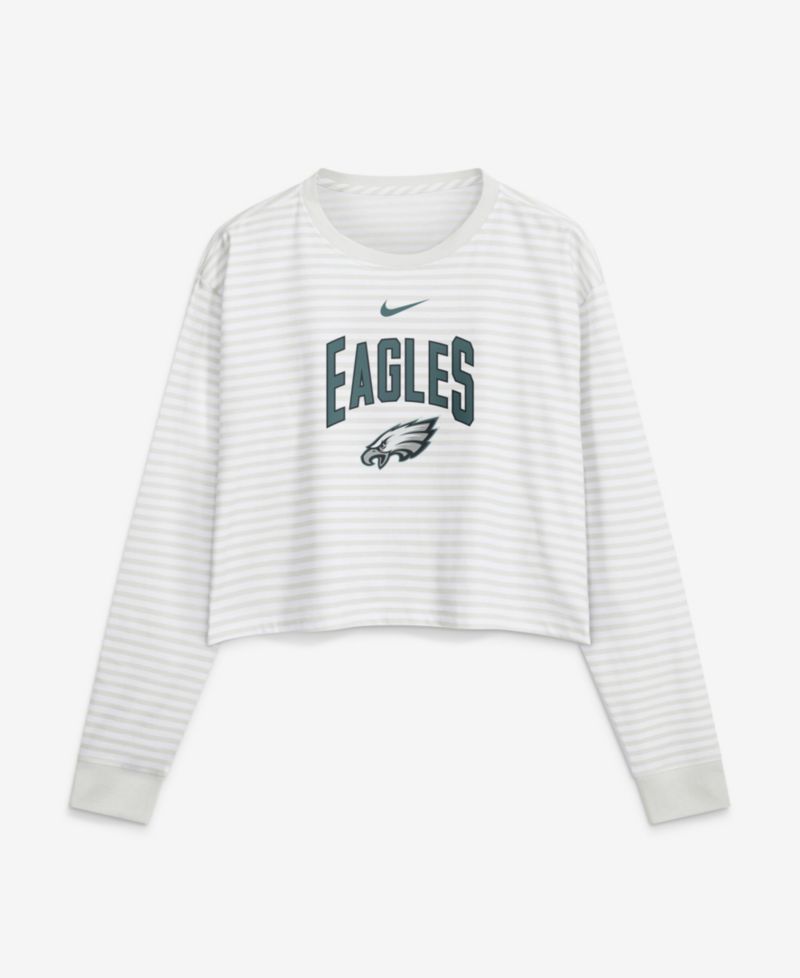 Women's White Philadelphia Eagles Loose Fit Crop Top