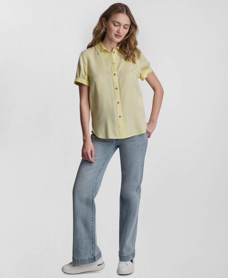 Petite Rolled Short-Sleeve Button-Up Shirt