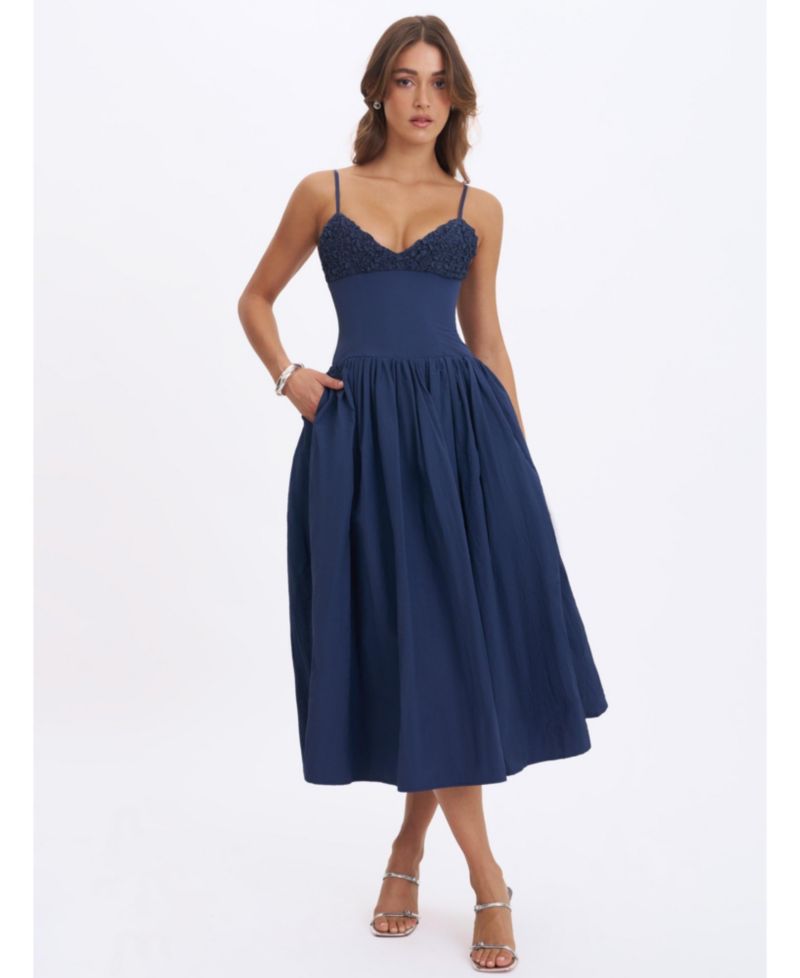 Women's Ailani Smocked Sweetheart Midi Dress