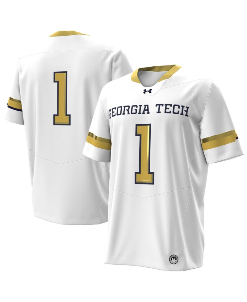 Men's Number 1 Georgia Tech Yellow Jackets Away Replica Notch Neck Football Jersey