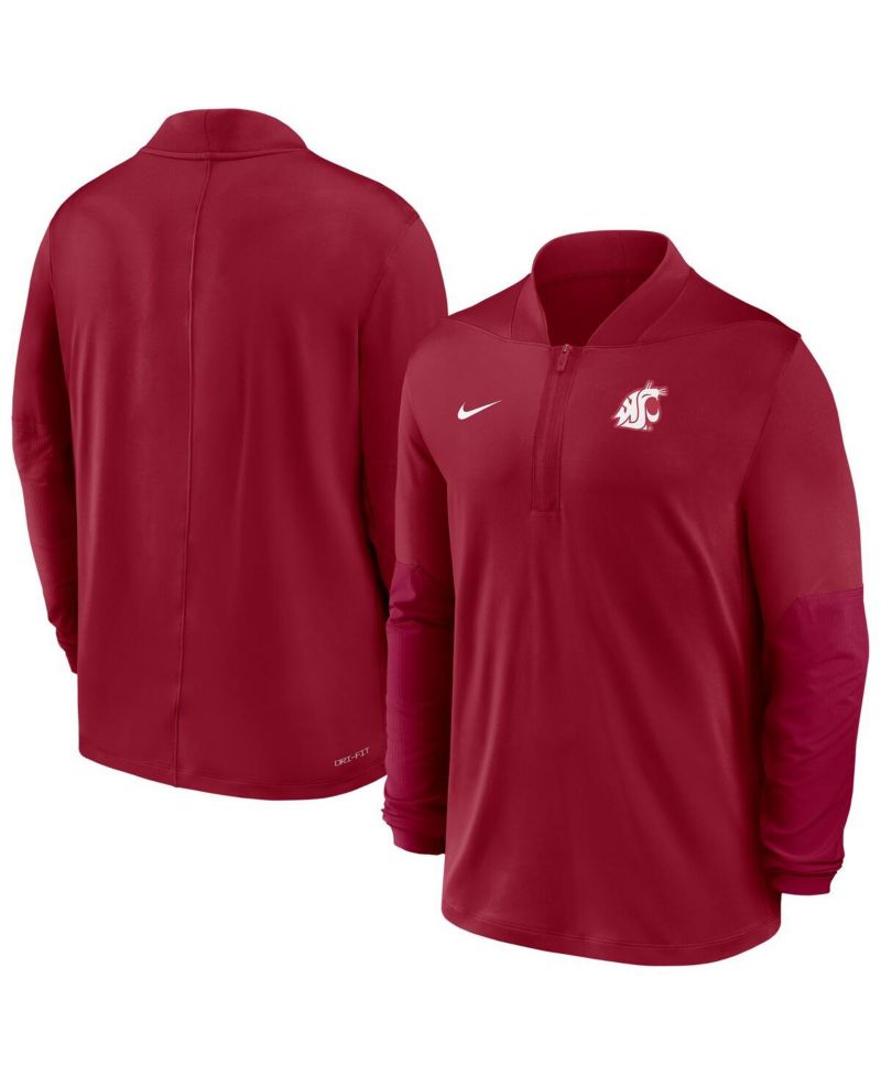 Men's Crimson Washington State Cougars Dri-FIT Half-Zip Pullover Sweatshirt