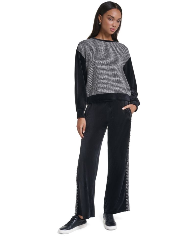 Women's All Over Crystal & Gems Colorblock Sweatshirt