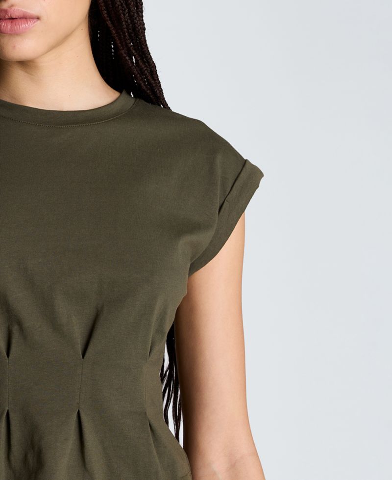 Women's Pleated Cotton T-Shirt