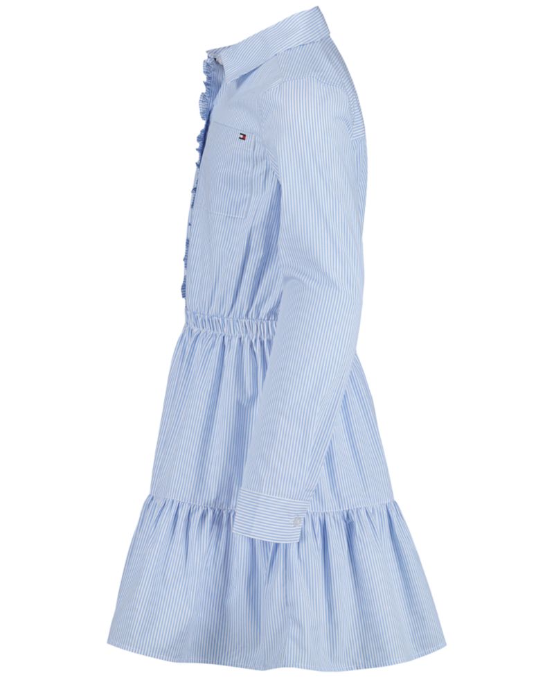 Girls' 7-16 Striped Long-Sleeve Shirt Dress
