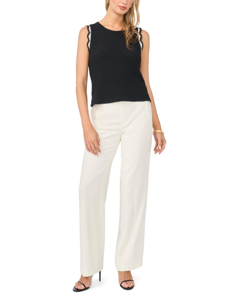 Women's Crewneck Scallop Trim Tank Top