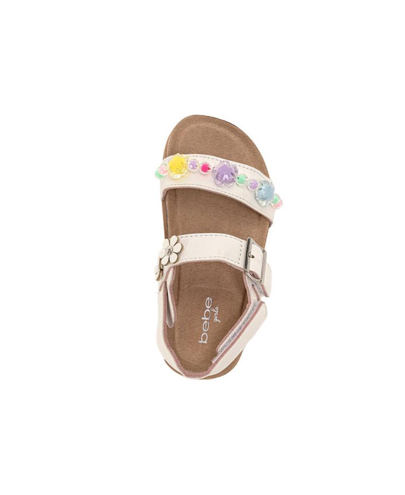 Little Girls Footbed Sandals - Comfortable Design & Beaded Ankle Strap