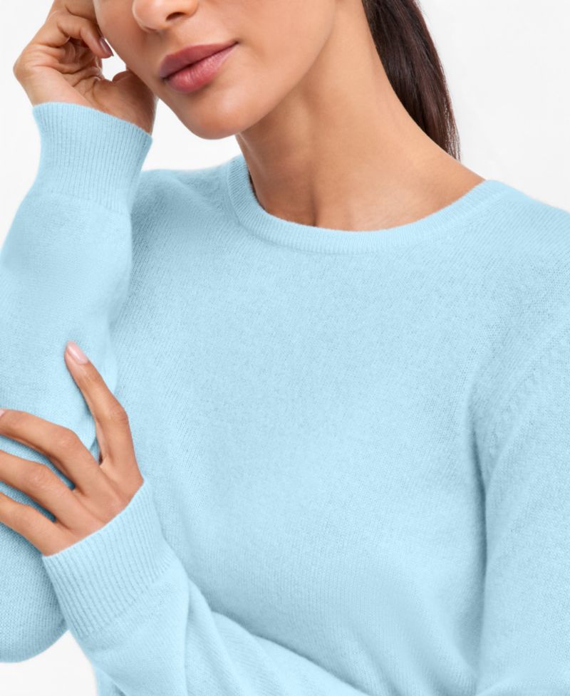 100% Cashmere Women's Petite Long-Sleeve Crewneck Sweater