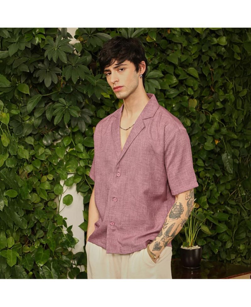 Men's Brick Red Heathered Korean Oversized Shirt
