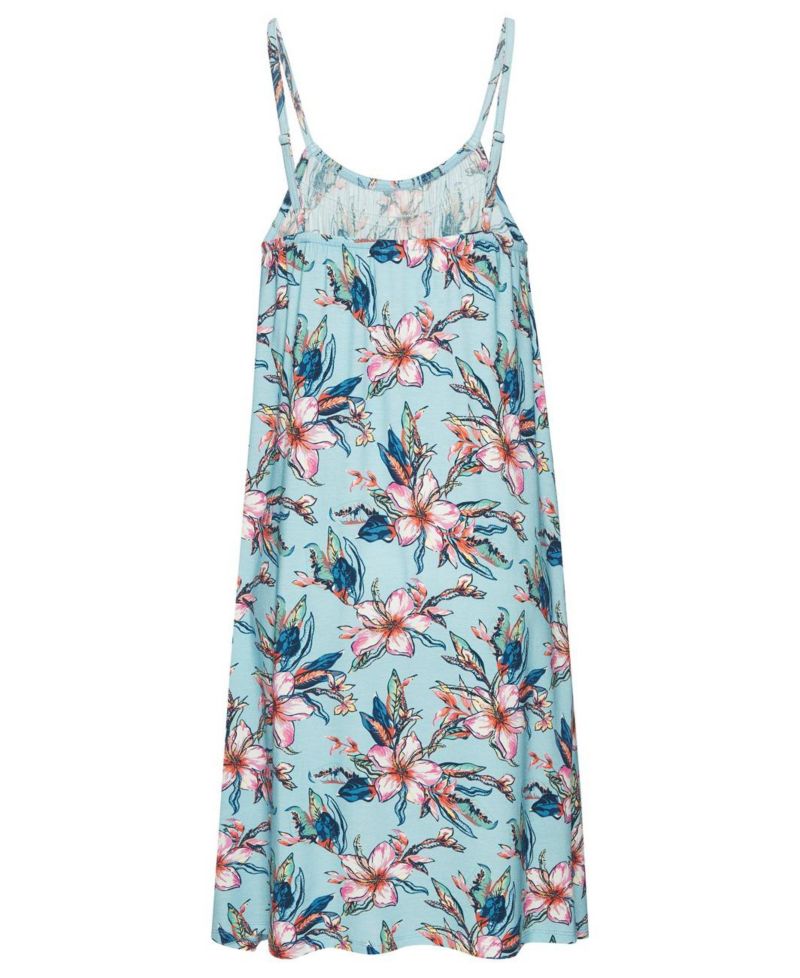 Women's Viscose Floral Print Sleeveless Scoop-Neck Short Dress