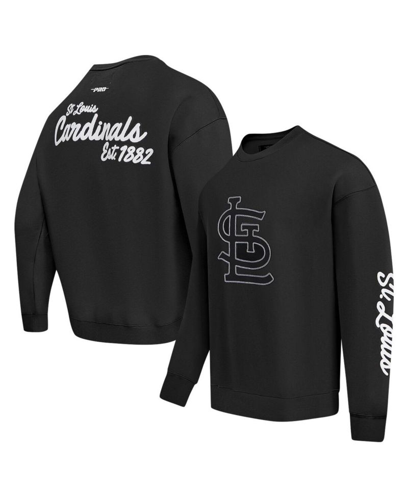 Men's Black St. Louis Cardinals Paint The City Dropped Shoulder Pullover Sweatshirt