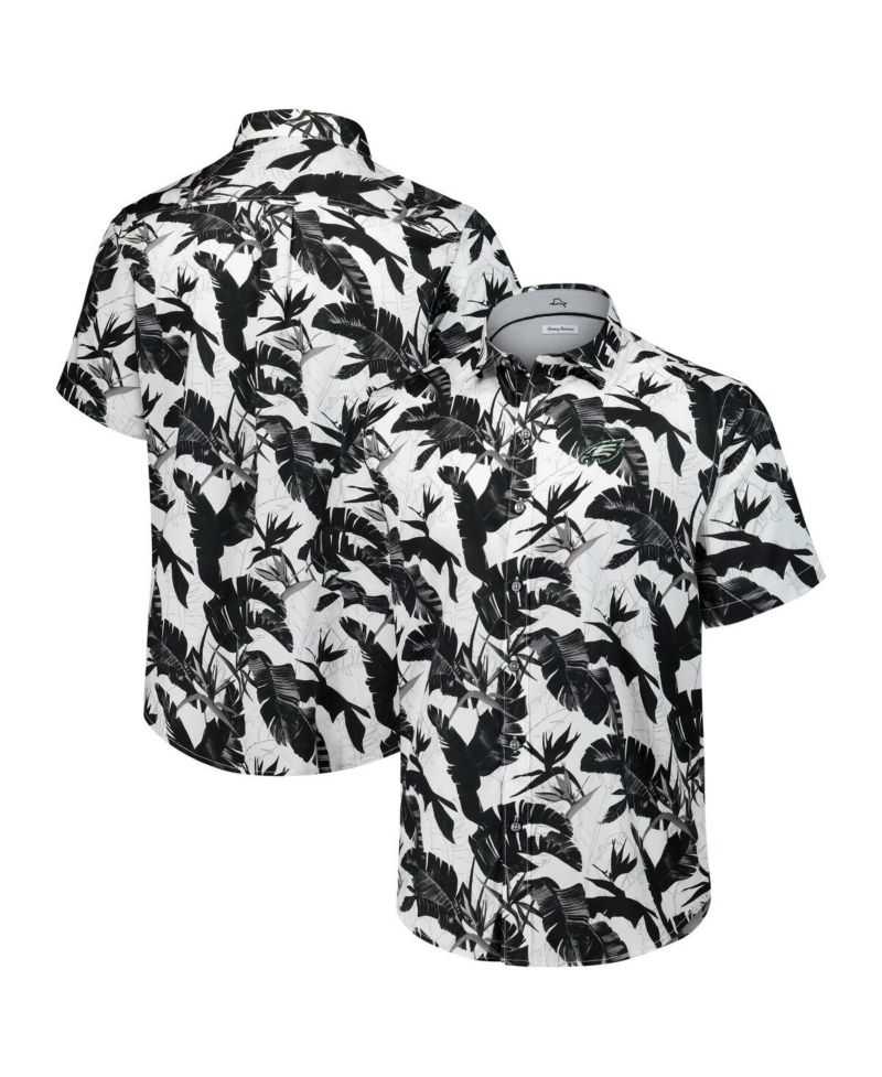 Men's Black Philadelphia Eagles Sunnyvale Blooms Camp Button-Up Shirt