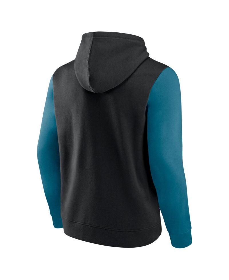 Men's Black/Teal Jacksonville Jaguars Outline Pullover Hoodie