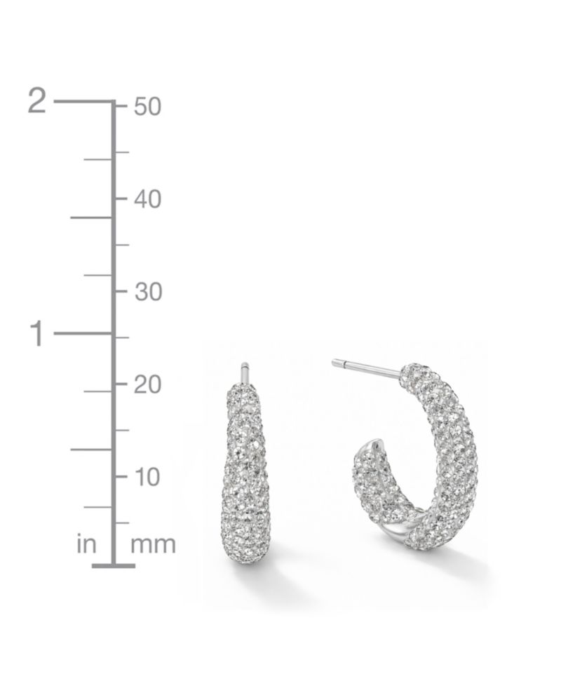Pave Crystal C-Hoop Post Earrings