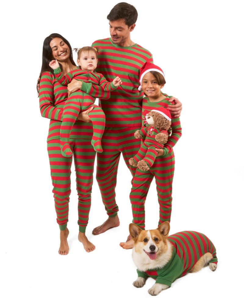 Kids Two Piece Cotton Striped Holiday Pajamas