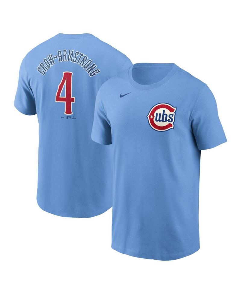 Nike Men's Pete Crow-Armstrong Light Blue Chicago Cubs Fuse Name & Number T-Shirt