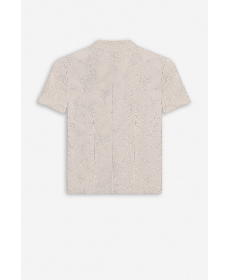 Women's Short-Sleeve Floral-Print Blouse with Chinese Button Detail