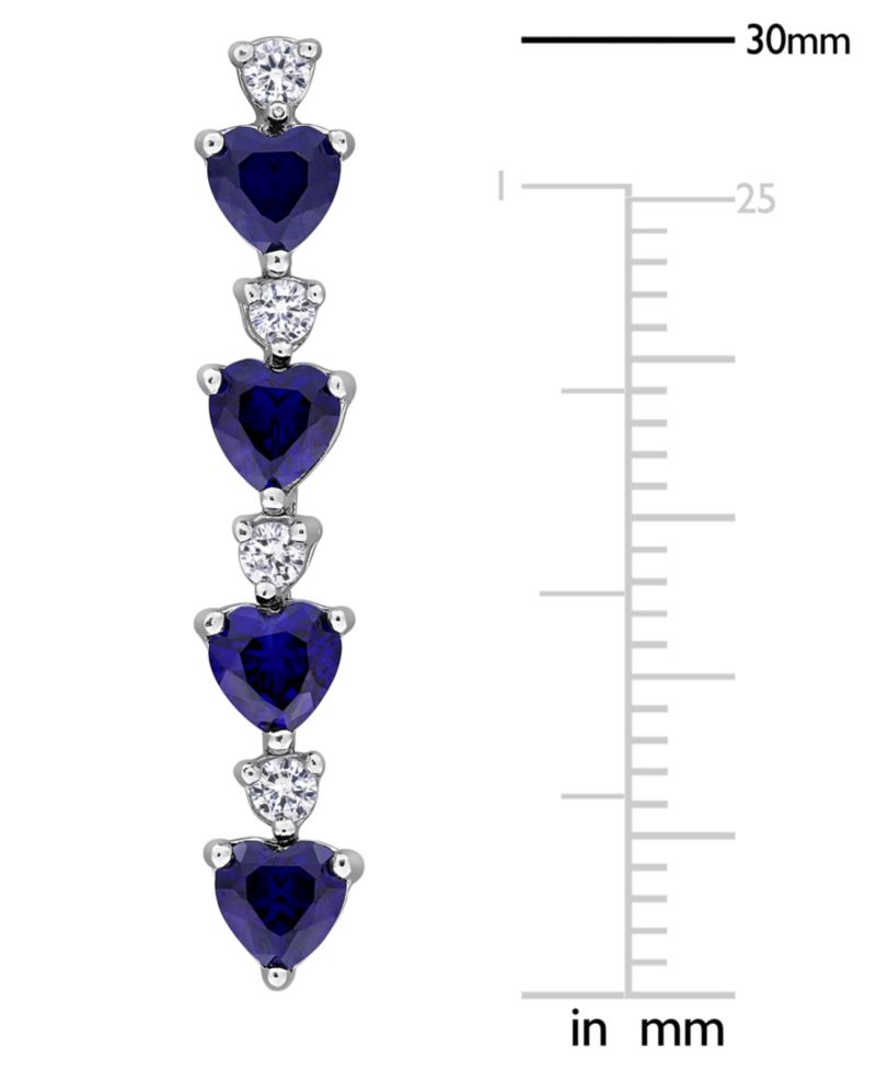 Lab Created Blue Sapphire (2-1/6 ct. t.w.) & Lab Created White Sapphire (1/3 ct. t.w.) Drop Earrings in Sterling Silver (Also Available in Pink Sapphire)