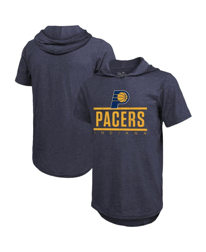 Men's Navy Indiana Pacers Tri-Blend Hoodie T-Shirt