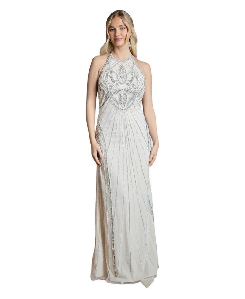 Women's Embellished Halterneck Maxi Dress