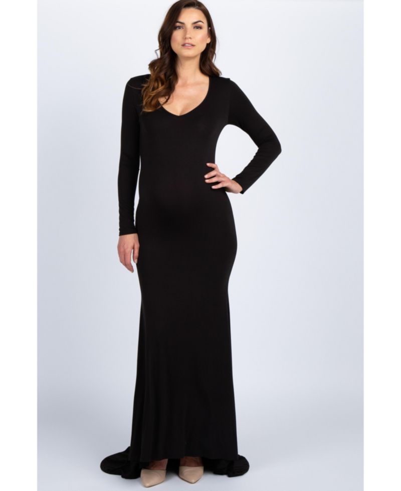 Women's Black Long Sleeve Photoshoot Gown/Dress