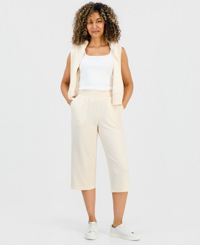 Petite LuxLounge Fleece French Terry Capri Pants