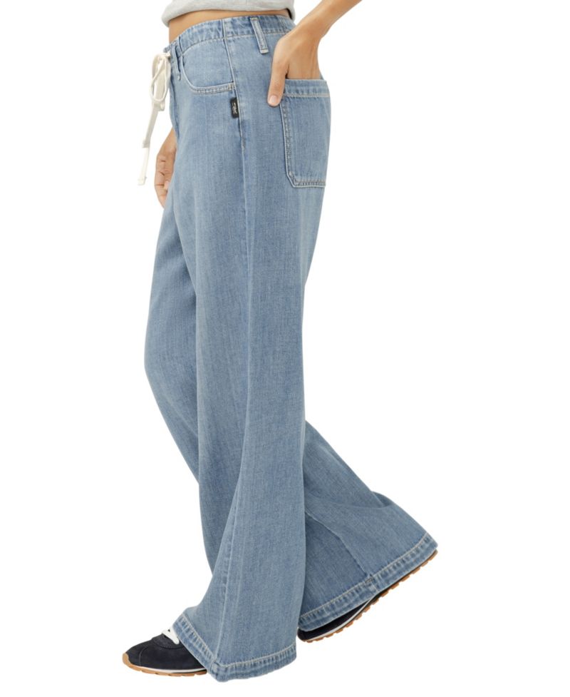 Women's Mid-Rise Wide-Leg Drawstring Ankle Jeans
