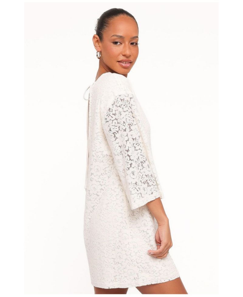 Women's Lula Long-Sleeve Lace Back-Tie Mini Dress