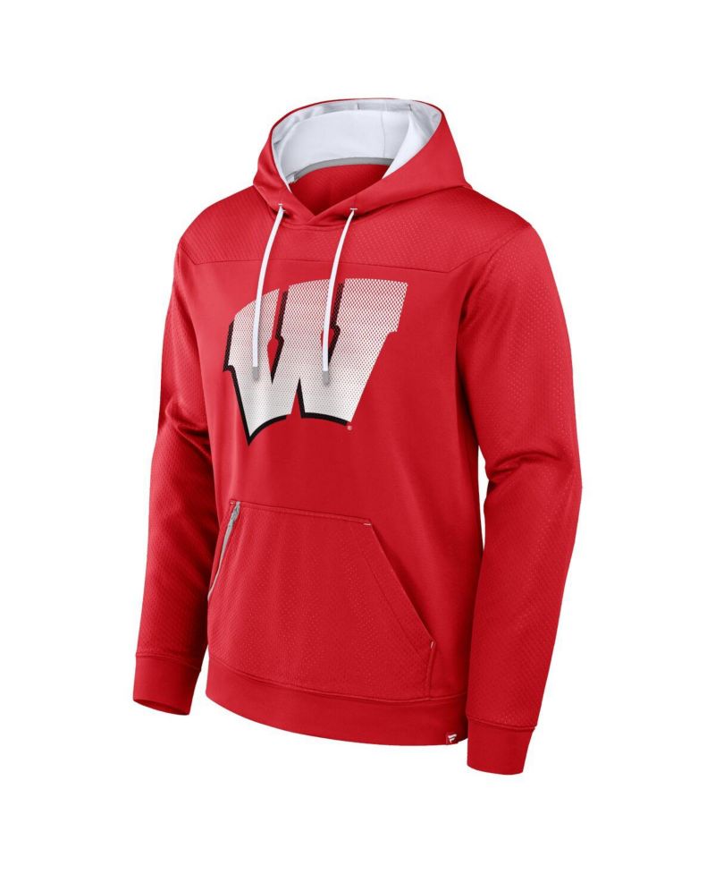 Men's Red Wisconsin Badgers Defender Dot Faded Primary Pullover Hoodie