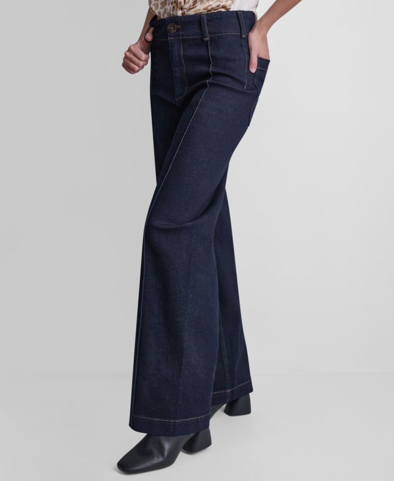 Women's High-Rise Wide-Leg Pin-Tuck Jeans