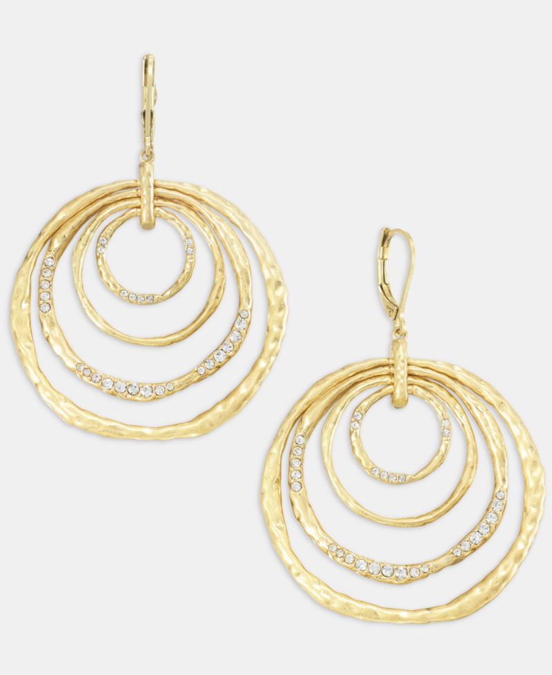 Pav&eacute; Multirow Circle Drop Earrings