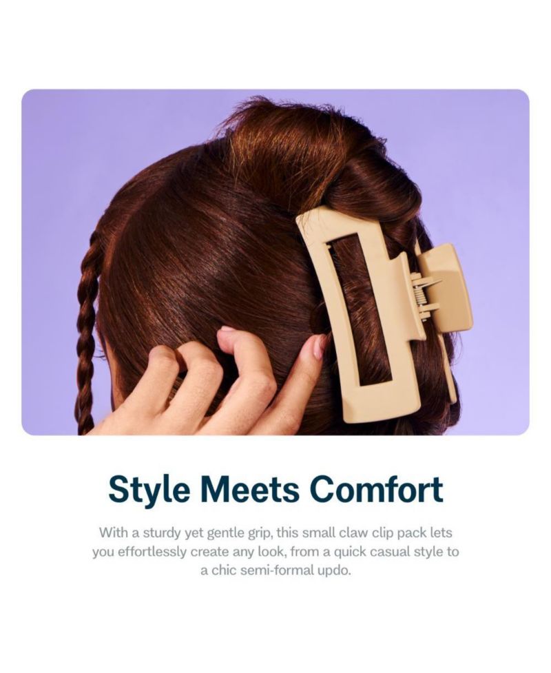 Rectangle Claw Clip Duo - Hair Clips with Velvet-Like Finish for All Hair Types - Women s Claw Clip Set - 2 Pack