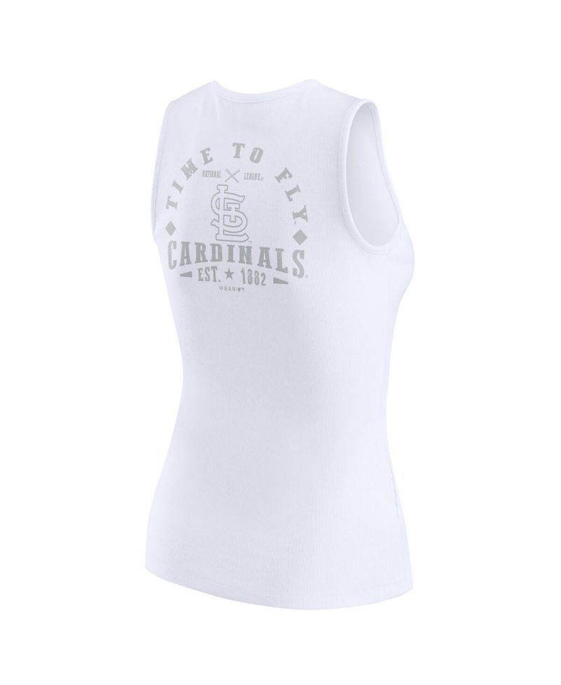 Women's White St. Louis Cardinals Rib-Knit Henley Tank Top