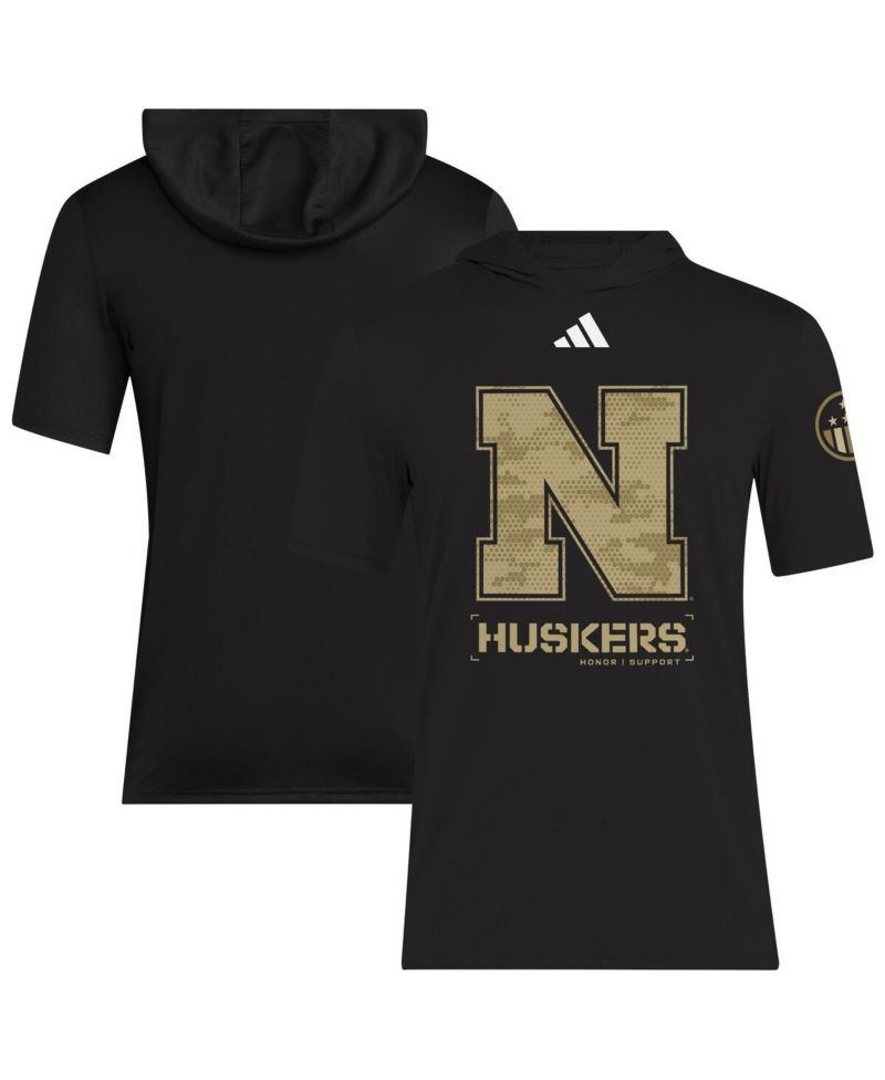 Men's Black Nebraska Huskers 2025 Military Appreciation AEROREADY T-Shirt