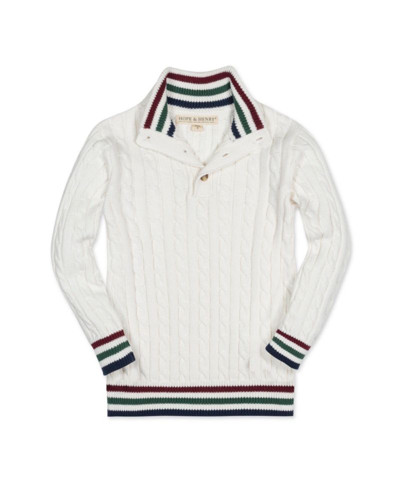 Baby Boys Hope and Henry Mock Neck Cable Sweater with Buttons