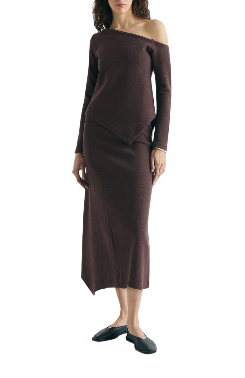 Women's Asymmetrical Knit Midi Skirt