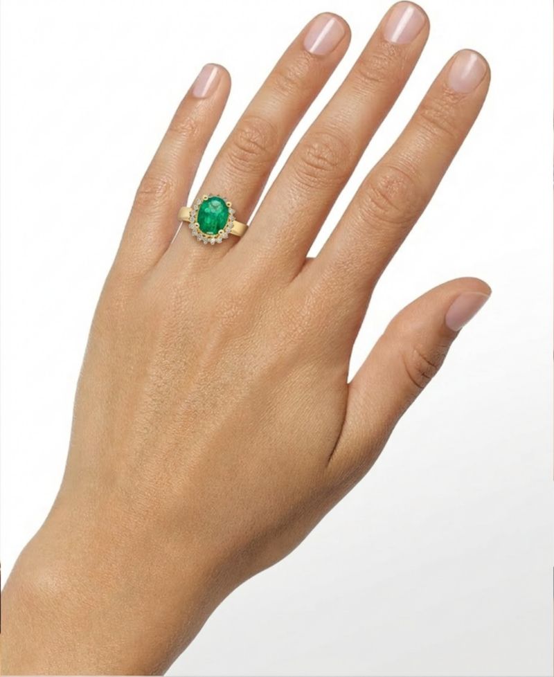 Emerald (1-5/8 ct. t.w.) & Diamond (1/5 ct. t.w.) Ring in 14k Yellow Gold