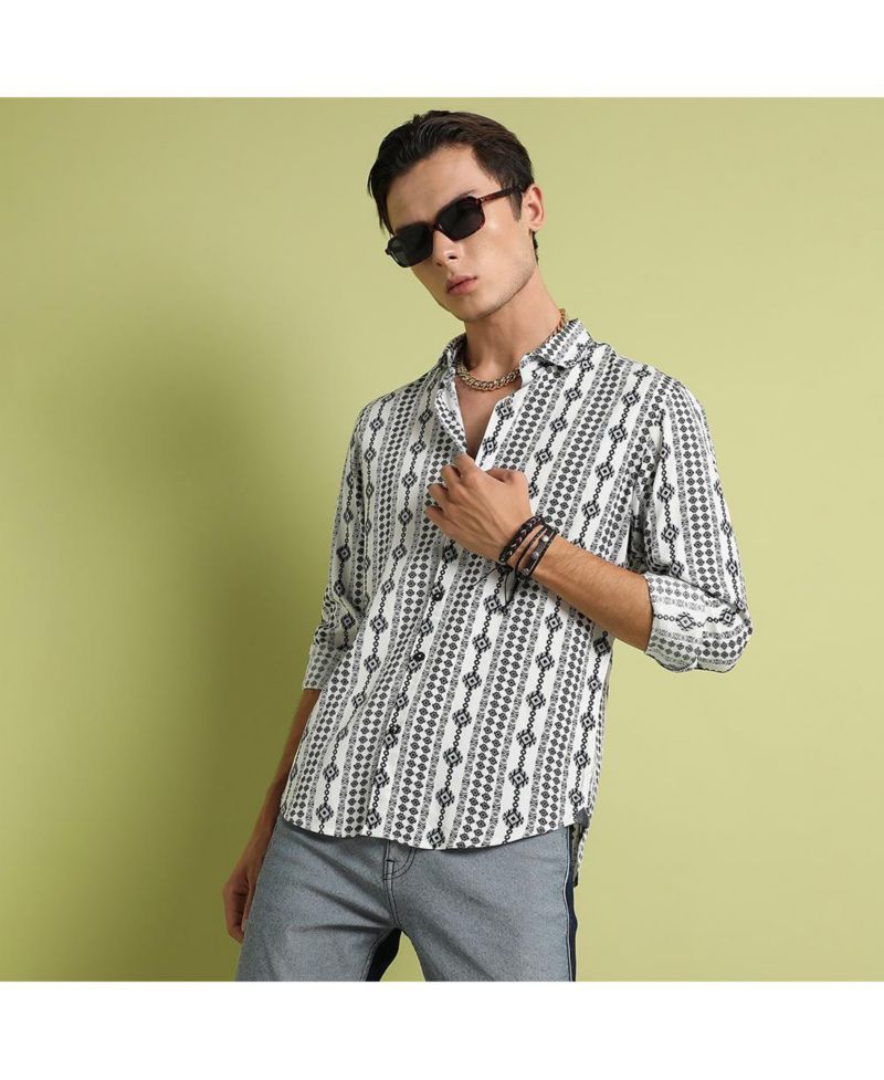 Men's Black & Grey Geometric Aztec