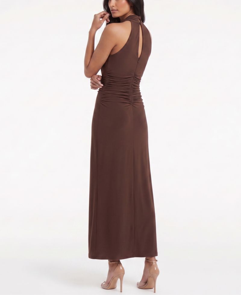 Women's Ruched Sleeveless Cowl Neck Dress