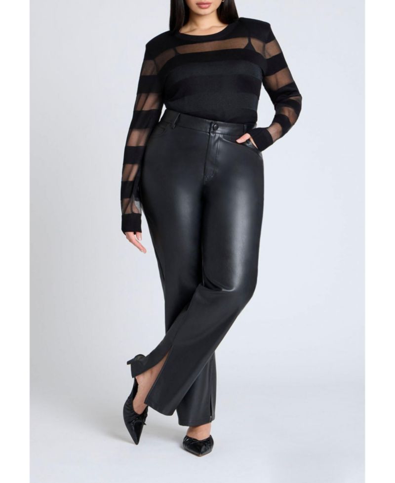 Women's Sheer Stripe Sweater With Shoulder Pad