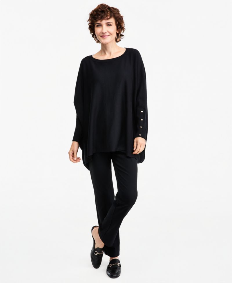 Plus Size Boatneck Poncho Sweater