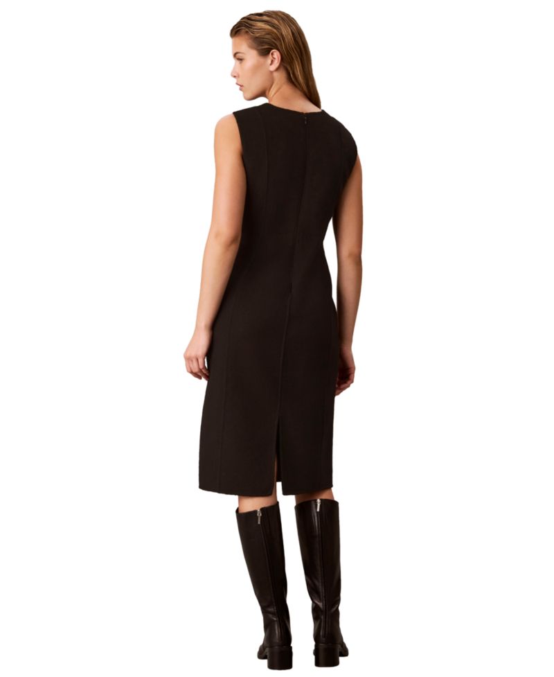 Women's Sleeveless Sheath Midi Wool-Blend Dress