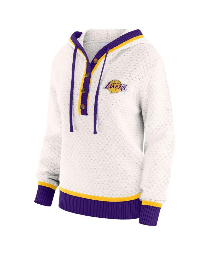 Women's Cream Los Angeles Lakers Plus Size Hoodie Sweater