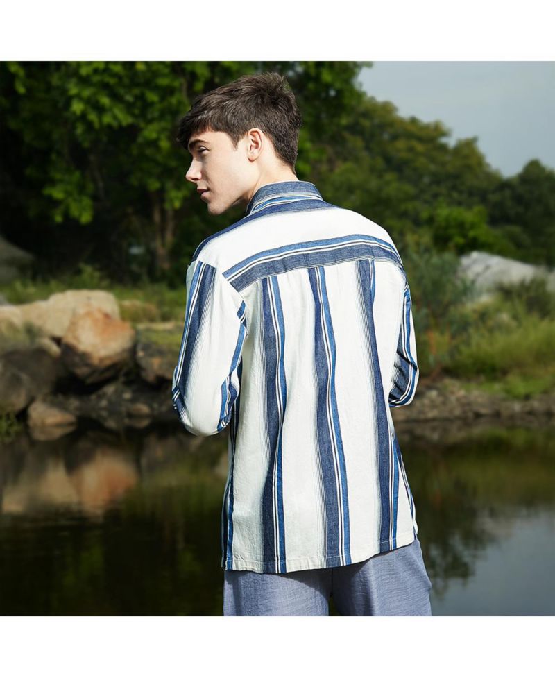 Men's Shadow-Striped Oversized Shirt.