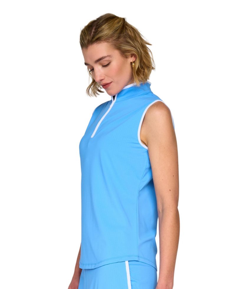 Women's Tee It Up Mock Neck Piping Sleeveless Tank