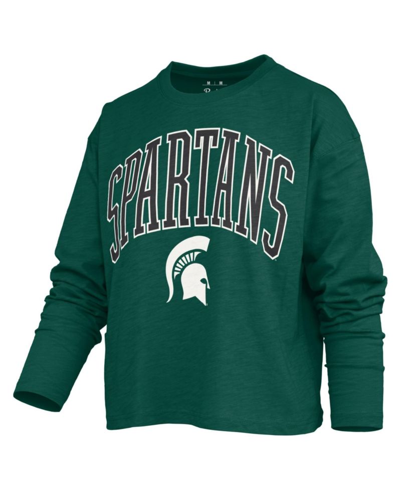 Women's Michigan State Spartans Motley Long-Sleeve Dropped-Shoulders Boxy-Fit T-Shirt