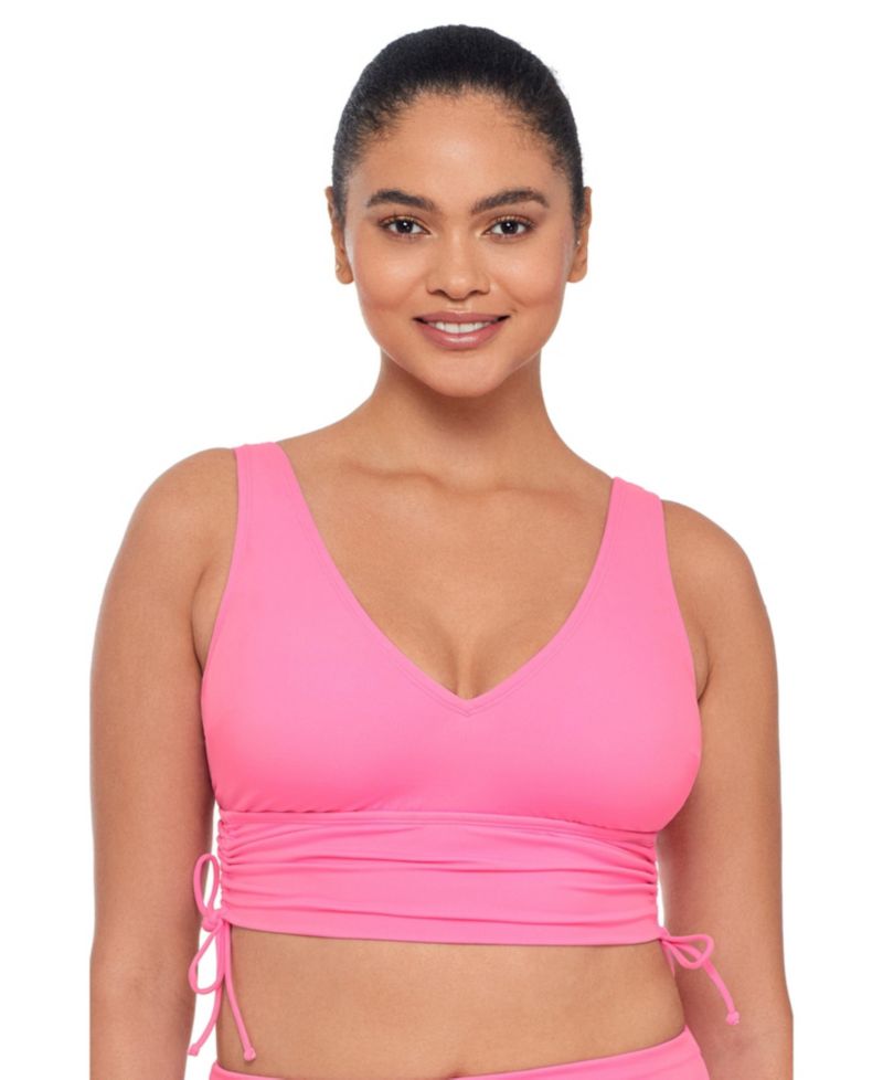 Women's Supportive and Sculpting Cinched Adjustable Midkini Swimsuit Top