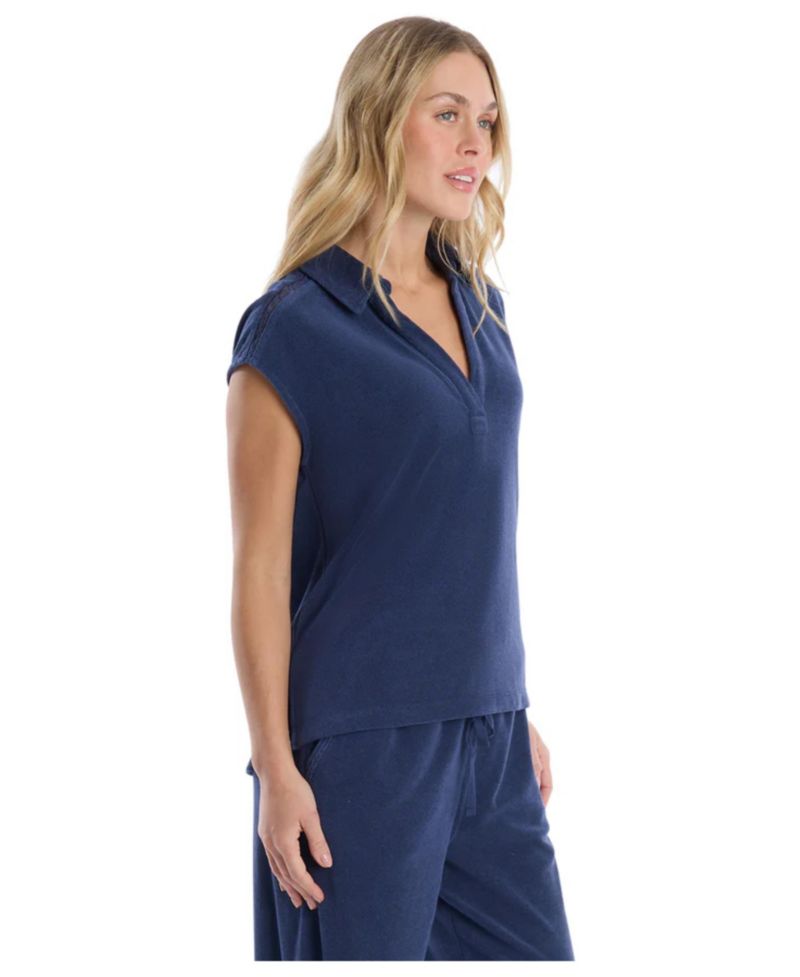 Women's Crochet Trim Polo Tee