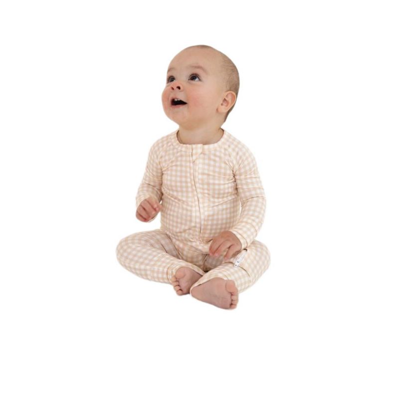 Baby Boys Sandstone Gingham Bamboo Sleeper